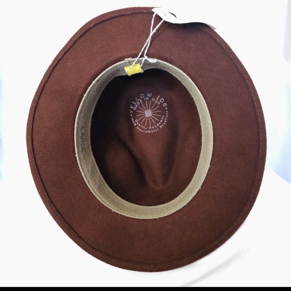 NEW Yellow 108 Eastwood Fedora Hat Men's Large Brown 100% Wool Felt Made in USA - Picture 7 of 14